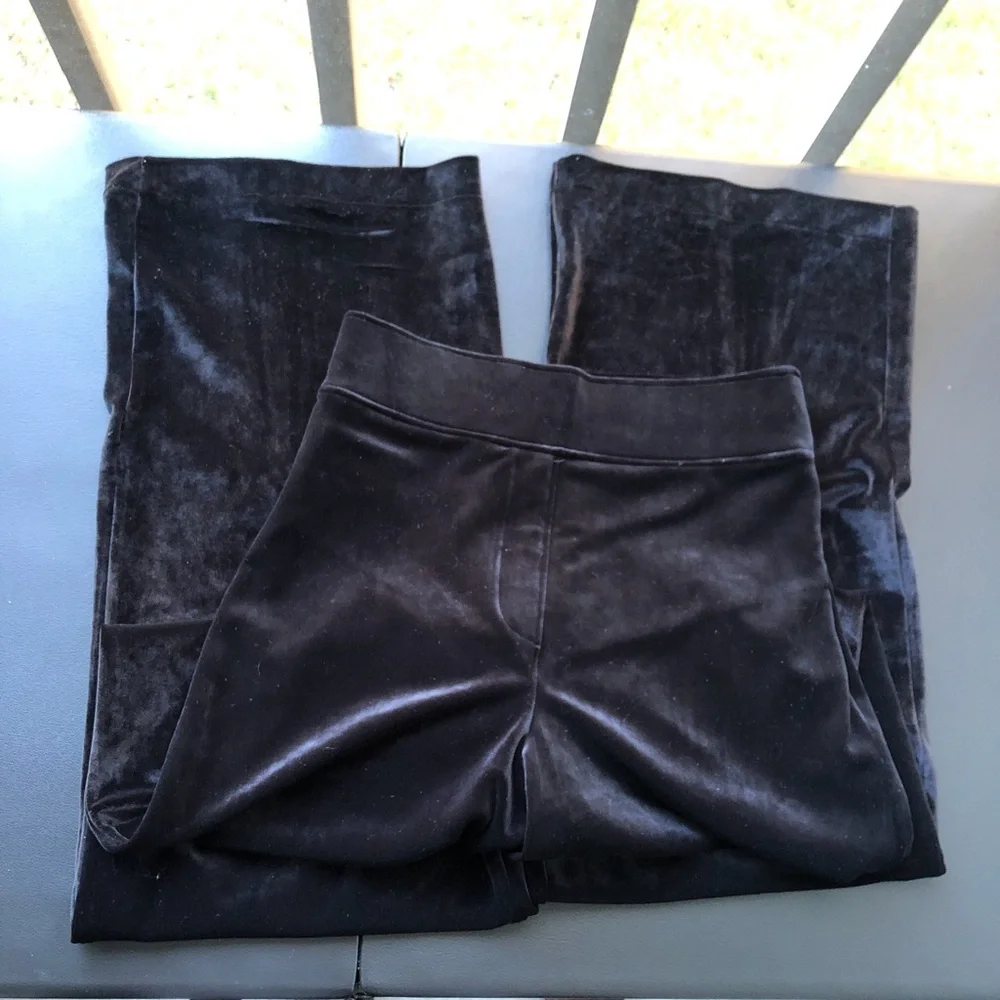 Spanx Y2k Black velvet wide leg pants with a high waist - Picture 4 of 7